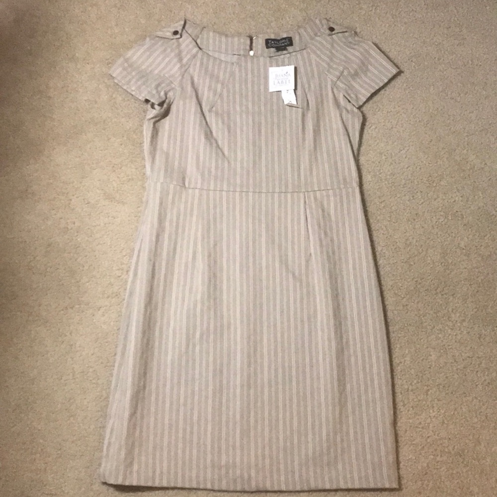 Brown Pinstripes Sheath Dress, Size Large